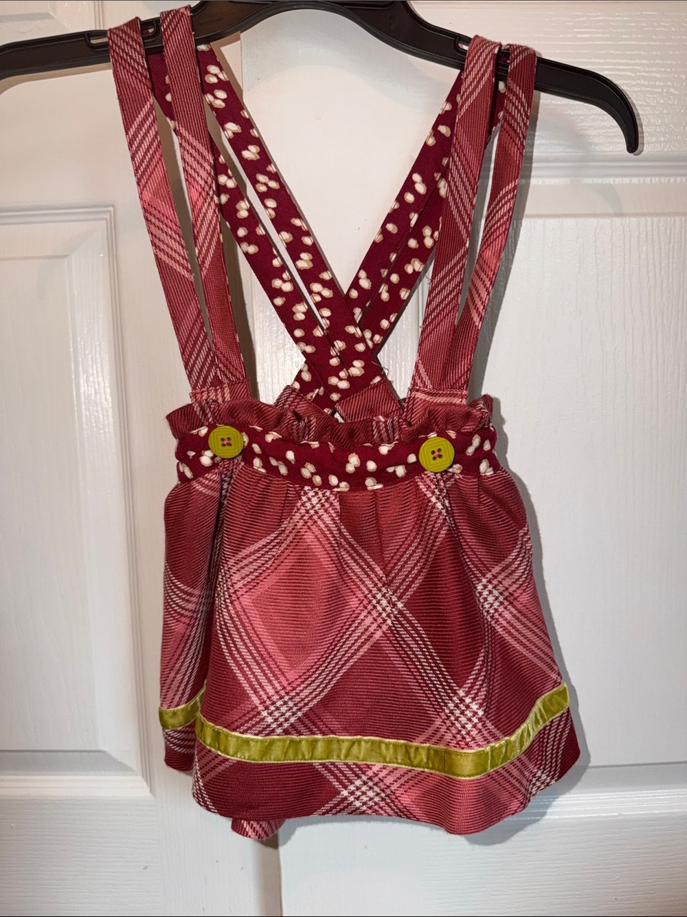 Matilda Jane You & Me Brushed Flannel Overall Plaid Jumper Skirt size 2